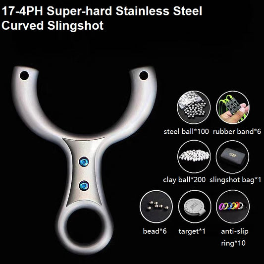 Super-hard Stainless Steel Curved Slingshot
