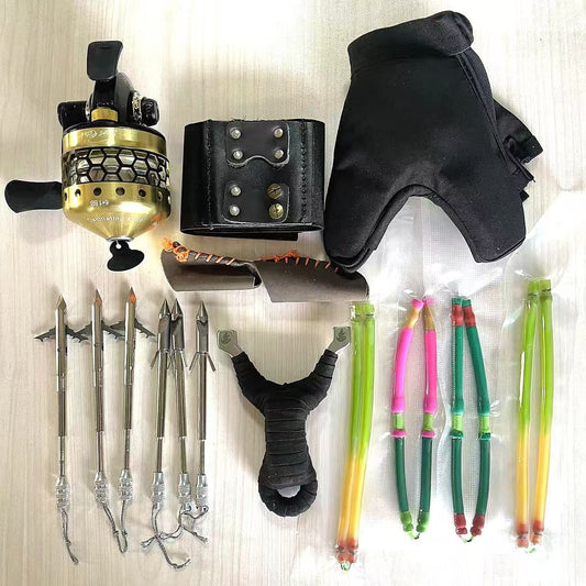 High-end Slingshot Fishing Set with Golden Reel for Professionals